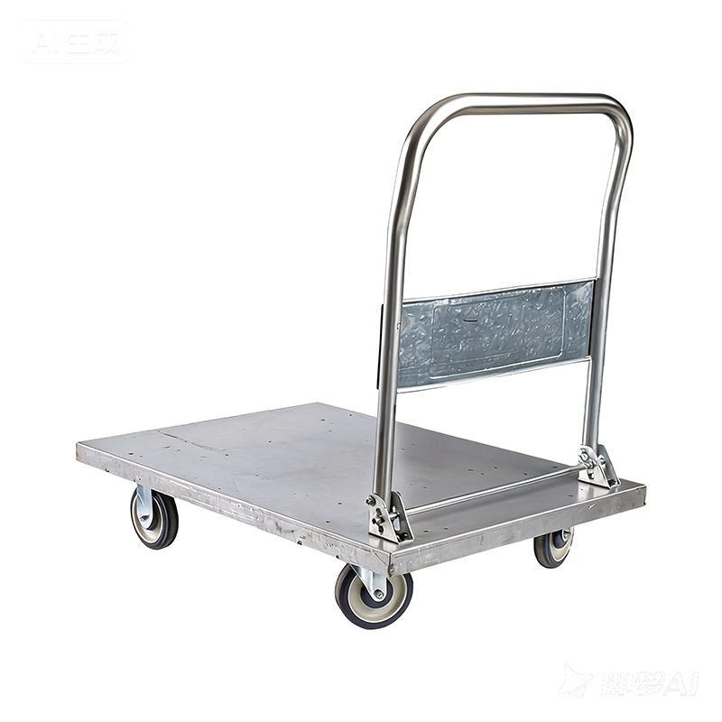 Kraftig stålvogn, godsvogn, transportvogn, husholdningsfladvogn, bærbar trailer, lille klapvogn, håndtrukket vogn